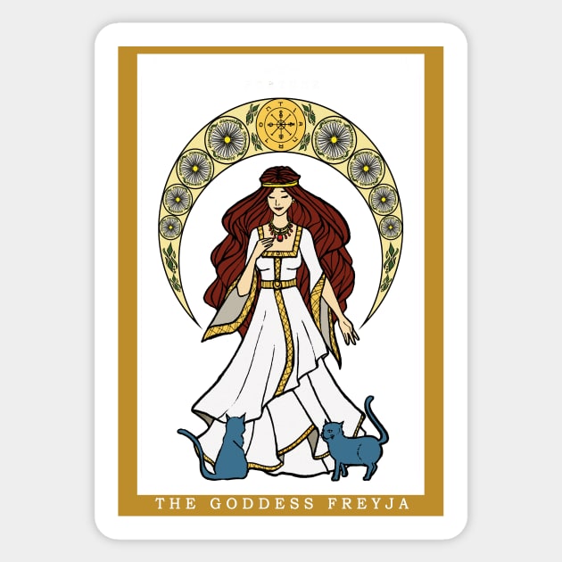 The Norse Goddess Freya Tarot Card Sticker by TheGhoulishGarb